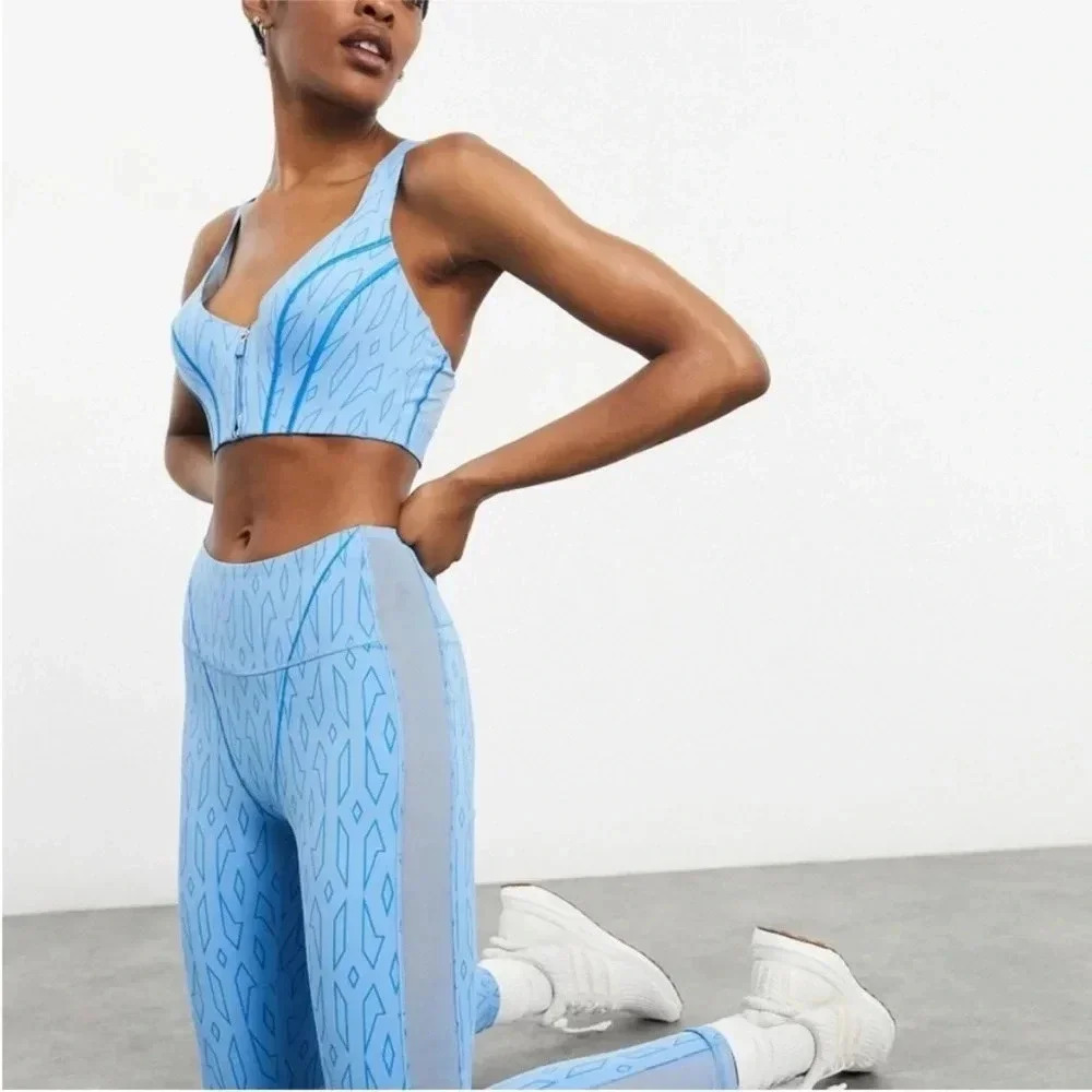 Adidas X Ivy Park blue printed mesh leggings